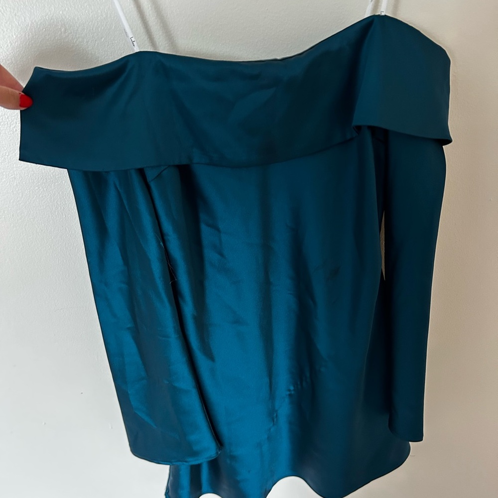 Lulu's Teal Off-Shoulder Mini Dress